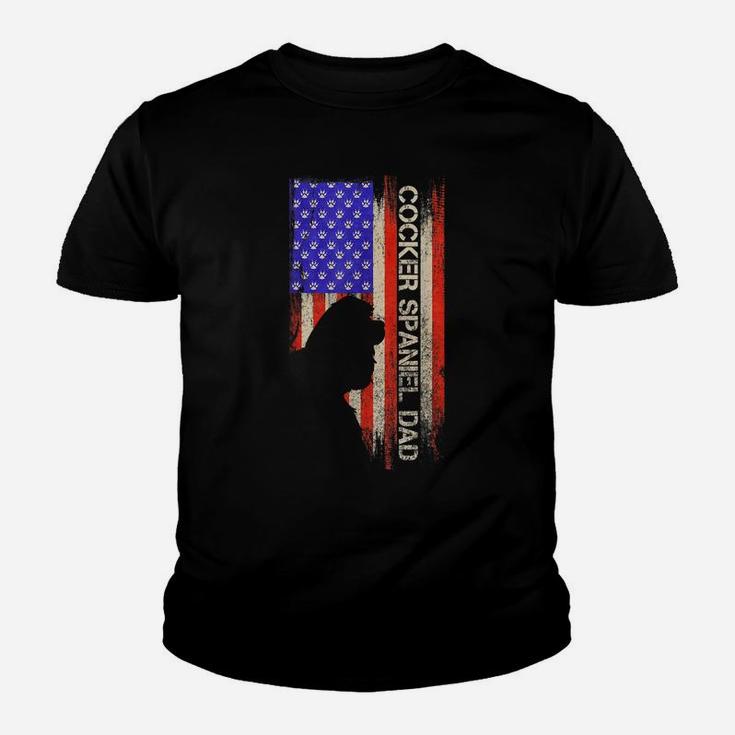 Vintage Usa American Flag Cocker Spaniel Dog Dad Silhouette Youth T-shirt