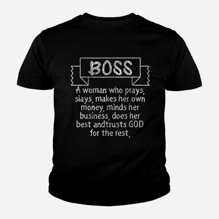 Vintage Woman Boss Definition Lady Appreciation Mom Queen Youth T-shirt