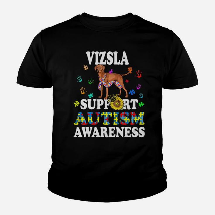 Vizsla Dog Heart Support Autism Awareness Youth T-shirt