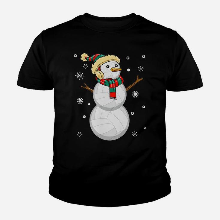 Volleyball Snowman Christmas Gift Tee Xmas Snowmie Santa Tee Youth T-shirt