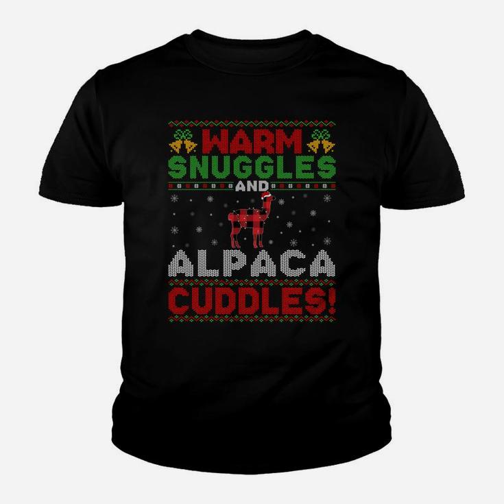 Warm Snuggles And Alpaca Cuddles Ugly Alpaca Christmas Sweatshirt Youth T-shirt