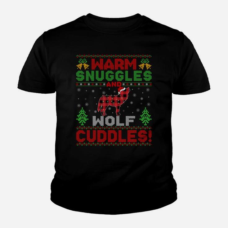 Warm Snuggles And Wolf Cuddles Ugly Wolf Christmas Sweatshirt Youth T-shirt