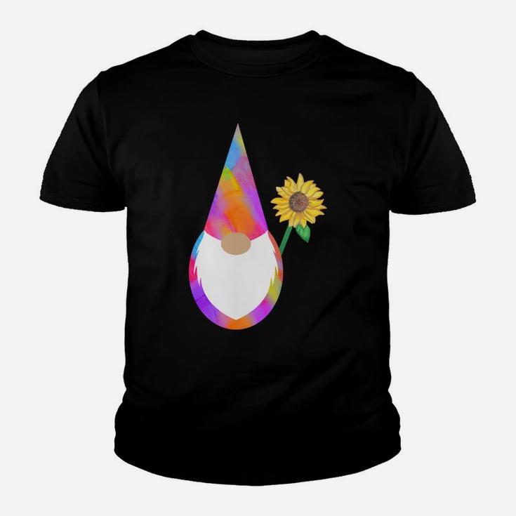 Watercolor Tomte Gnome Boho Hippy Sunflower Tie Dye Sweatshirt Youth T-shirt