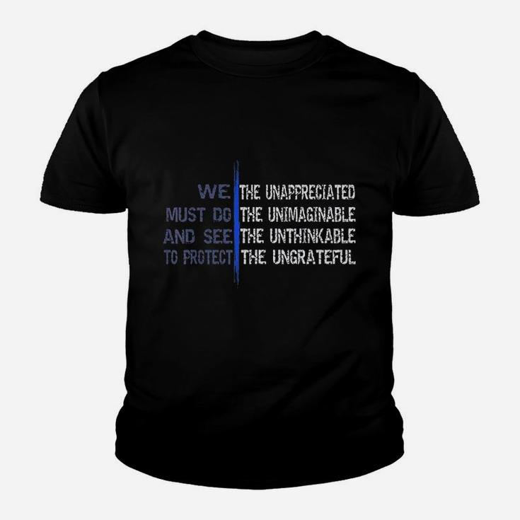 We The Unappreciated  Thin Blue Line Leo Police Youth T-shirt
