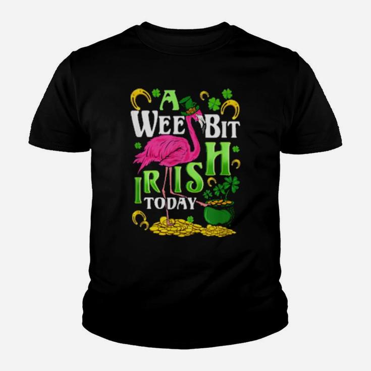 Wee Bit Irish Today Flamingo St Patricks Day Youth T-shirt