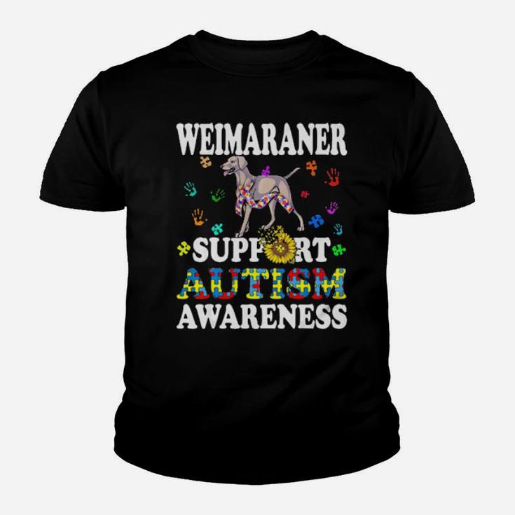 Weimaraner Dog Heart Support Autism Awareness Youth T-shirt