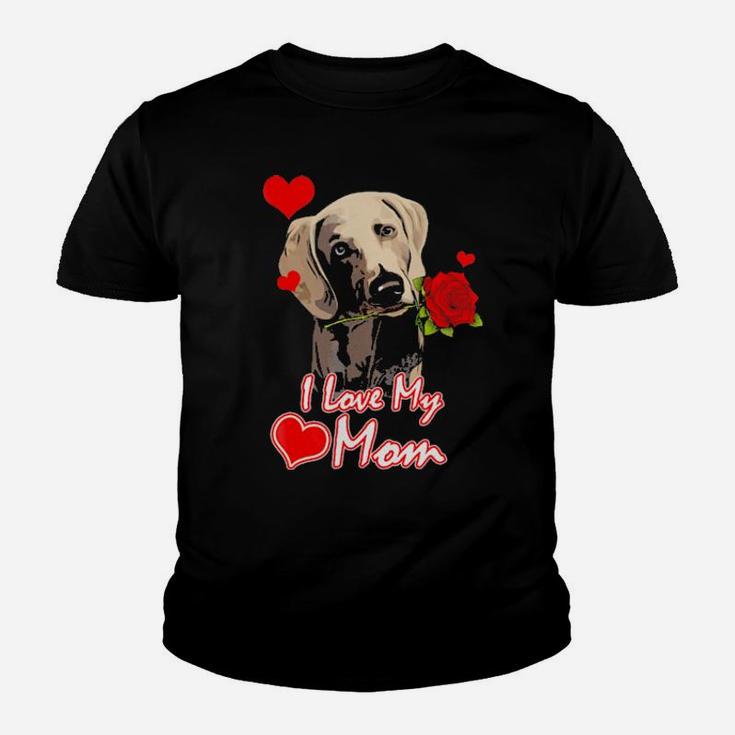 Weimaraner Mom   I Love My Mom Valentines Gift Youth T-shirt