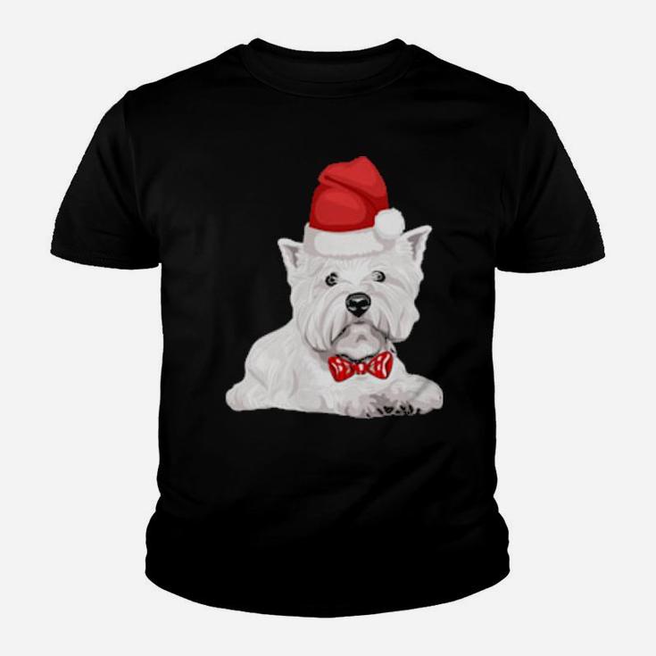 Westie Dog In Santa Hat For Dogs Youth T-shirt