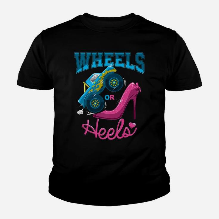 Wheels Or Heels Gender Reveal Family Youth T-shirt