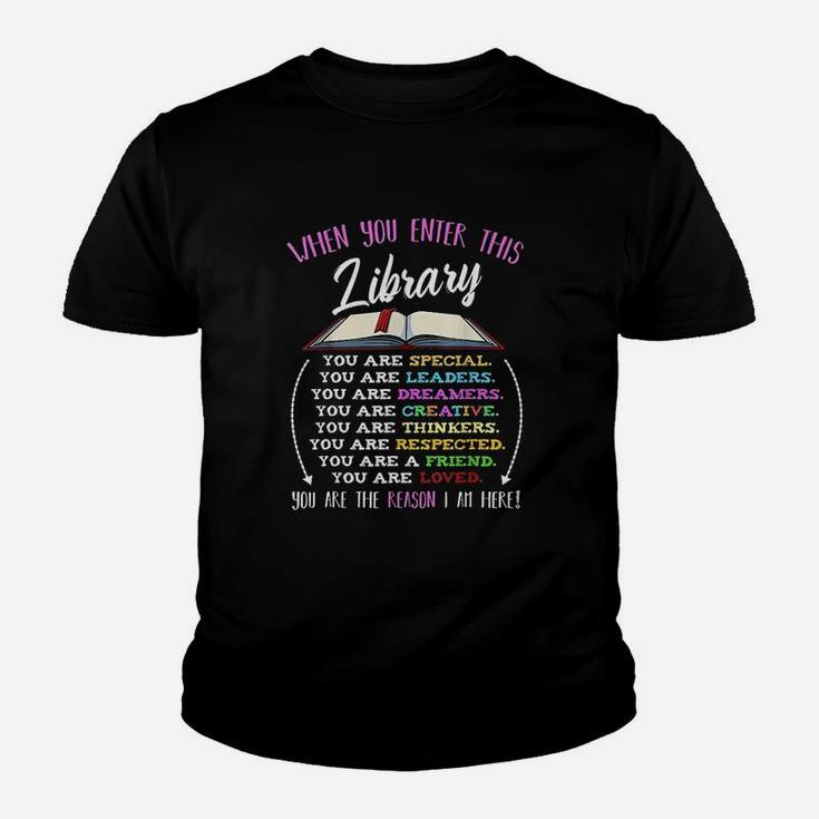 When You Enter This Library Reading Book Youth T-shirt
