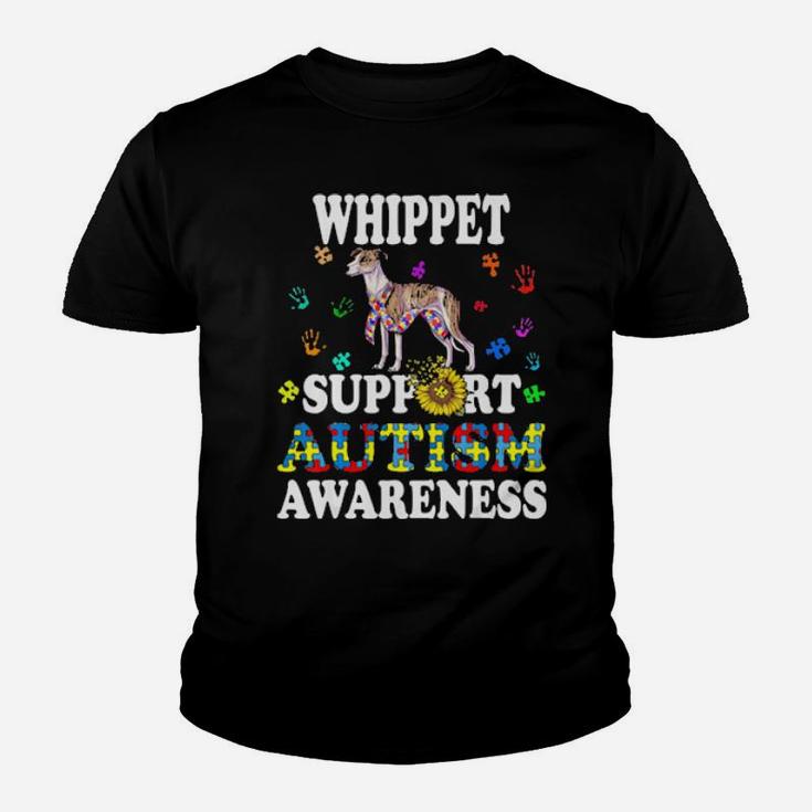 Whippet Dog Heart Support Autism Awareness Youth T-shirt