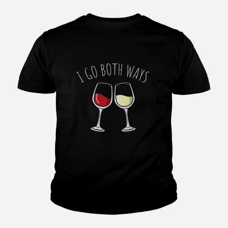 White And Red Wine I Go Both Ways Wine Lovers Holiday Youth T-shirt
