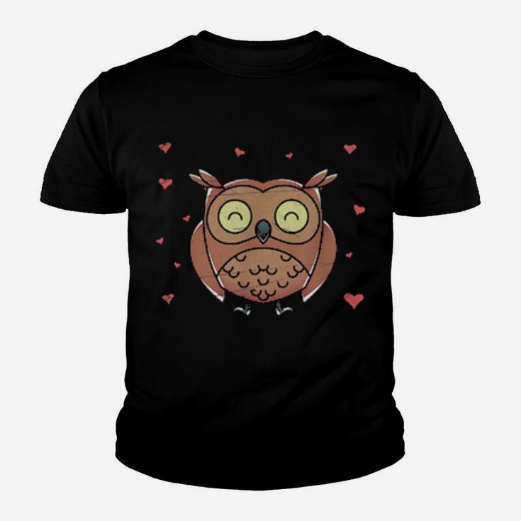Wise Bird Hearts Valentines Day Animal Love Owl Youth T-shirt
