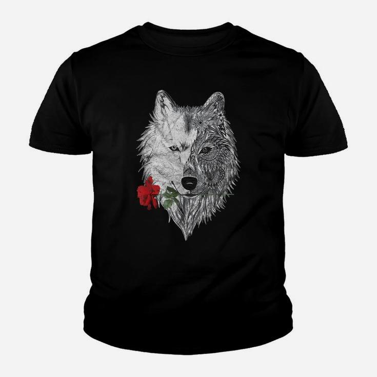 Wolf Mandala Rose Canis Lupus  & Design Youth T-shirt