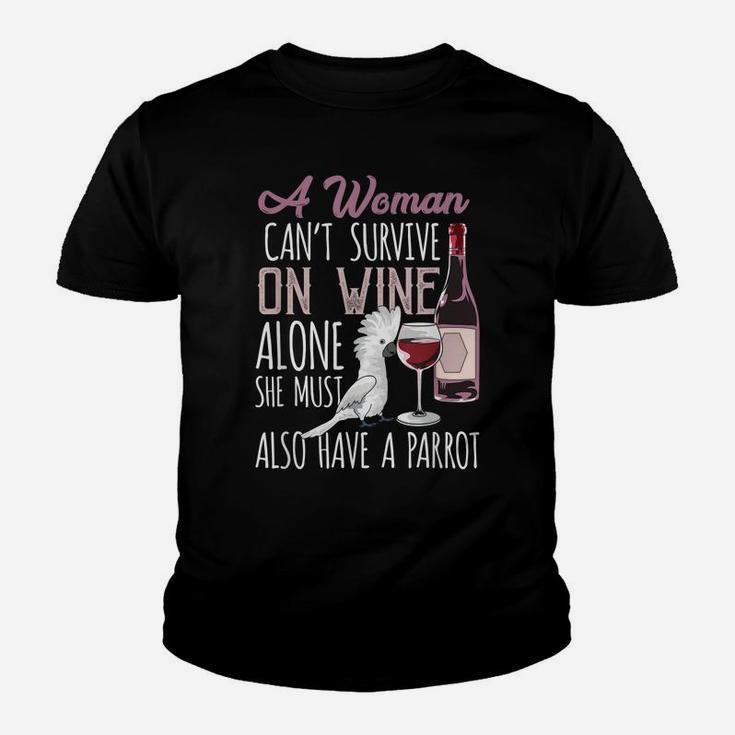Women, Red Wine, And Parrots, Pet Bird Umbrella Cockatoo Youth T-shirt
