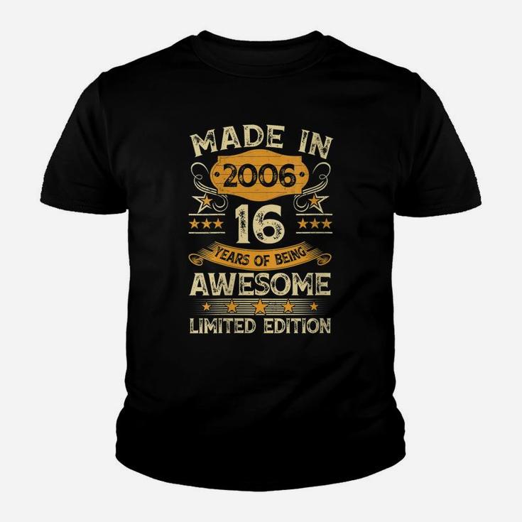 Womens 16 Year Old Vintage Made In 2006 Gift 16Th Birthday Party Youth T-shirt