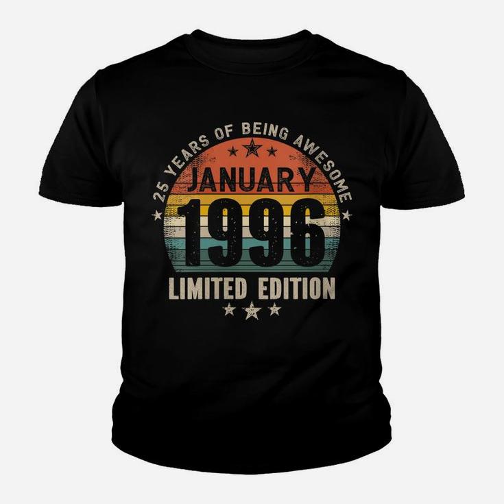Womens 25 Years Old Made In January 1996 Vintage 25Th Birthday Youth T-shirt