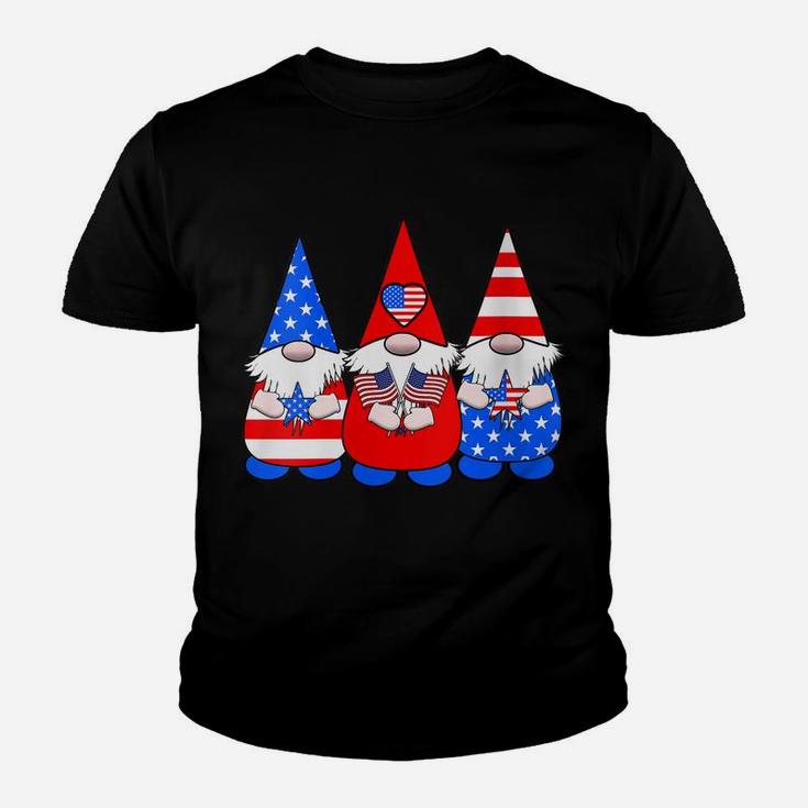 Womens 3 Patriotic Gnomes American Flag Red White Blue Usa Youth T-shirt