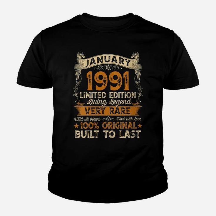 Womens 30Th Birthday Gift 30 Years Old Retro Vintage January 1991 Youth T-shirt