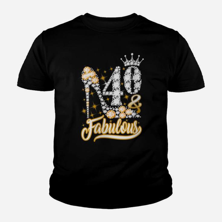 Womens 40 & Fabulous 40 Years Old 40Th Birthday Diamond Crown Shoes Youth T-shirt