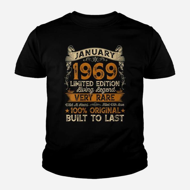 Womens 52Nd Birthday Gift 52 Years Old Retro Vintage January 1969 Youth T-shirt