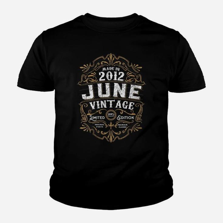 Womens 9 Years Old 9Th Birthday Born June Made 2012 Vintage Youth T-shirt