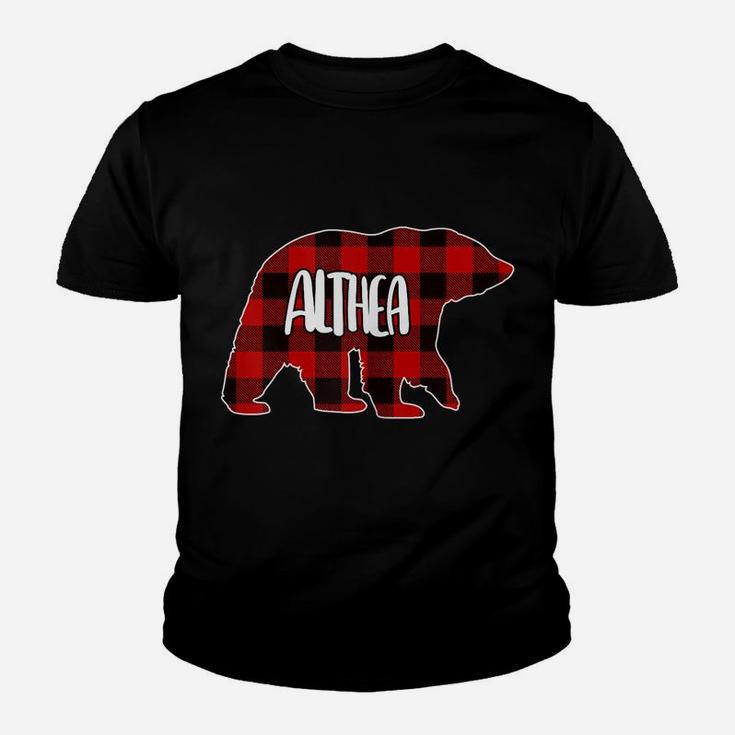 Womens Althea Bear Custom Red Buffalo Plaid Christmas Pajama Youth T-shirt
