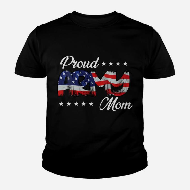 Womens American Flag Bold Proud Army Mom Youth T-shirt