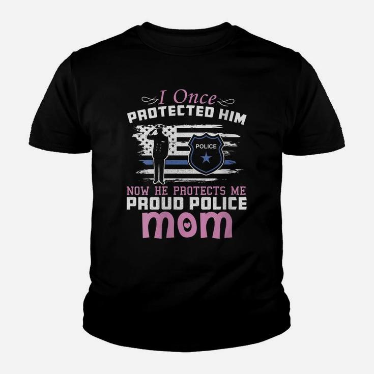 Womens American Police Thin Blue Line Gift  Proud Mom Youth T-shirt