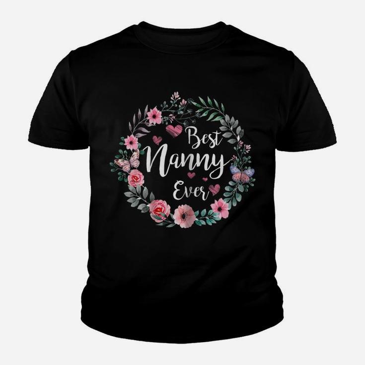 Womens Best Nanny Ever Circle Flower Mother's Day Gift Youth T-shirt