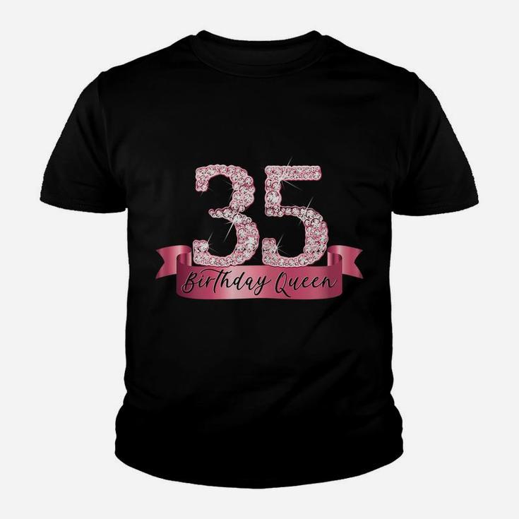 Womens Birthday Queen I Pink 35Th Number & Ribbon Banner Outfit Youth T-shirt