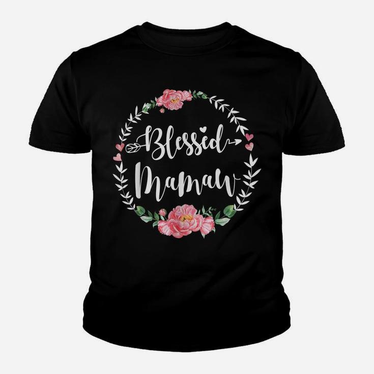 Womens Blessed Mamaw Cute Flower Mamaw Gift Youth T-shirt