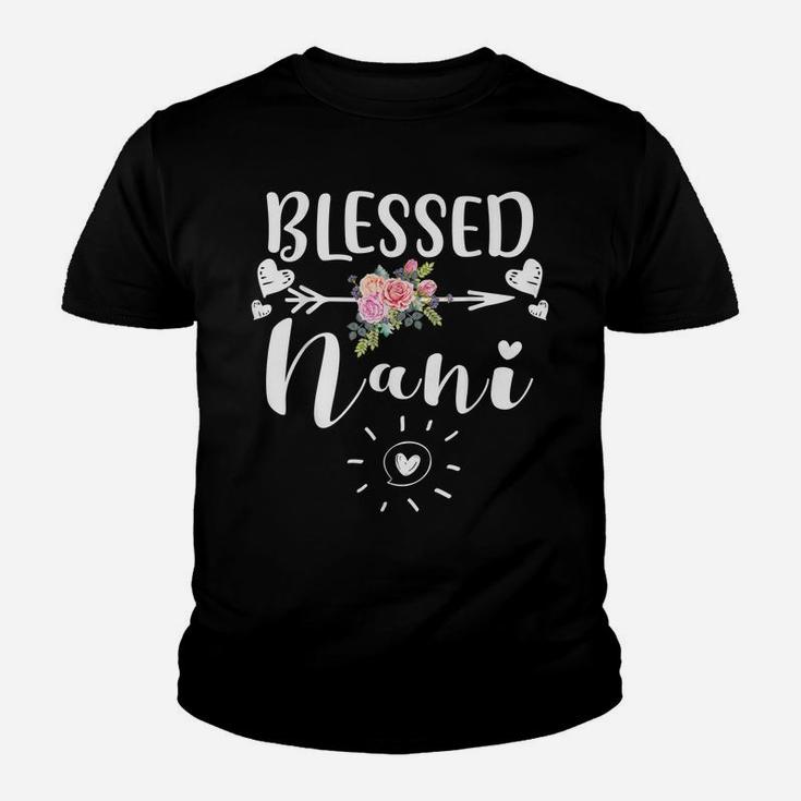 Womens Blessed Nani Cute Flower Nani Gift Tee Youth T-shirt