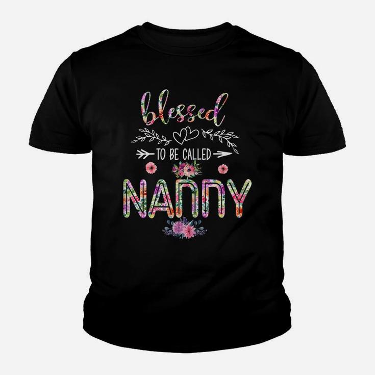 Womens Blessed To Be Called Mom And Nanny Flower Lovers Nanny Youth T-shirt