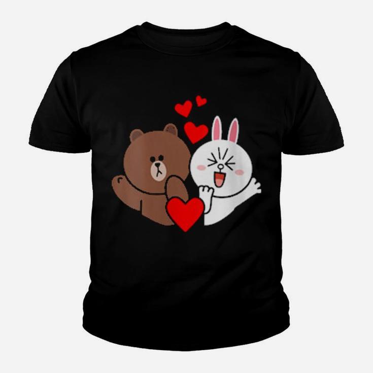 Womens Brown Bear Cony Bunny Rabbit Love  Kisses For You Valentine Youth T-shirt