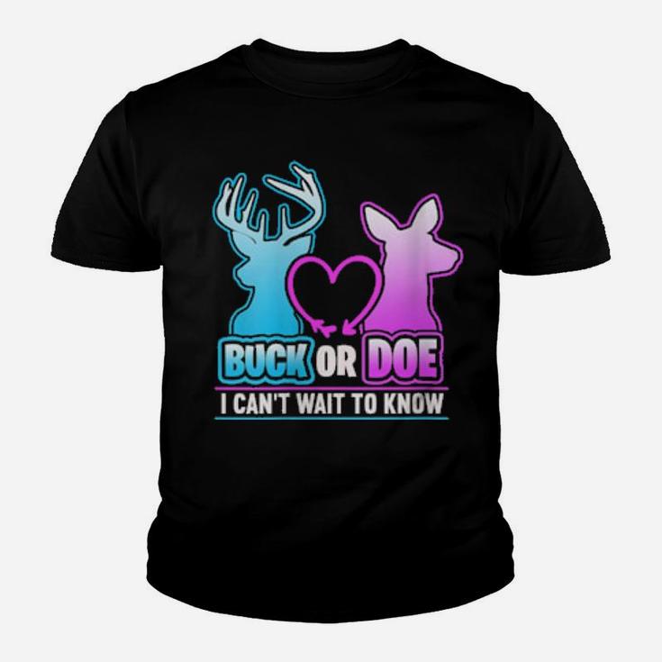 Womens Buck Or Doe Can't Wait To Know Gender Reveal Youth T-shirt