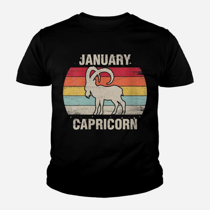 Womens Capricorn January Birthday Gift Retro Sign 70S 60S Youth T-shirt