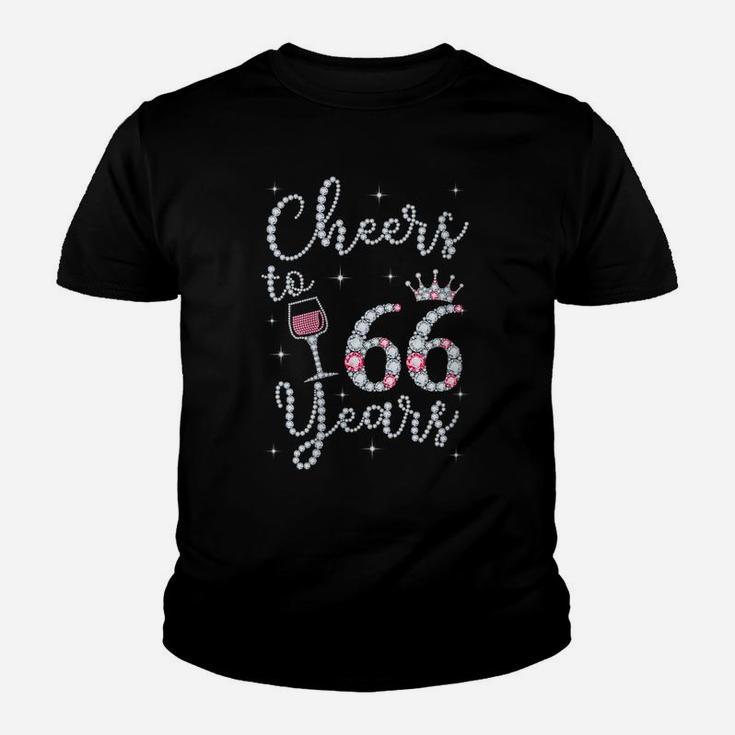Womens Cheers To 66 Years 1955 66Th Birthday Gift Tee For Womens Youth T-shirt
