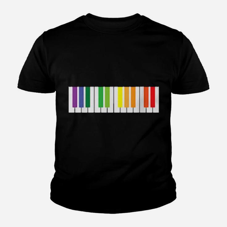 Womens Cool Rainbow Piano Lgbt Pride Musician Youth T-shirt