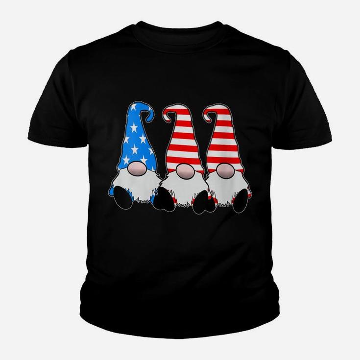 Womens Cute Patriotic Gnomes American Flag Red White Blue Usa Youth T-shirt