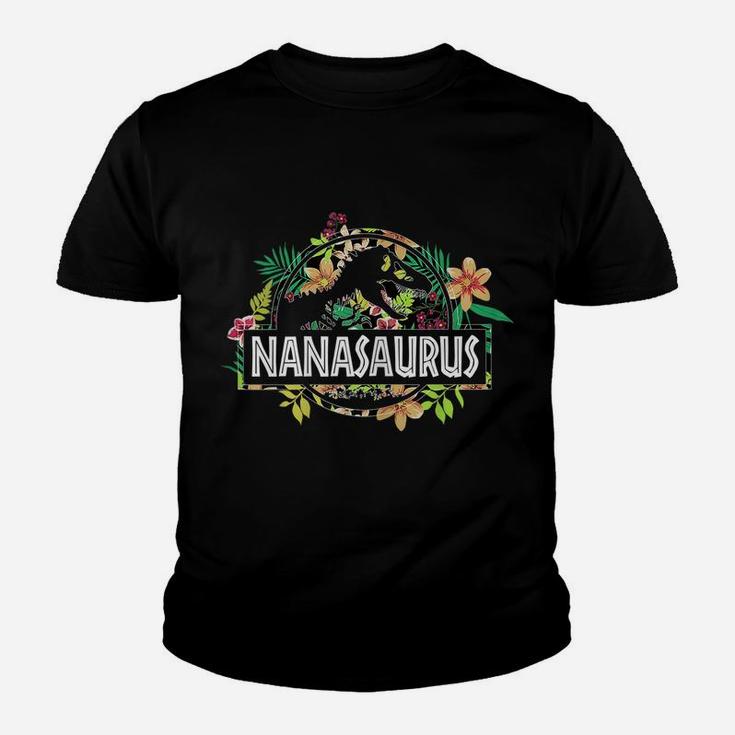 Womens Dinosaur Mom Mothers Day Nanasaurus T Rex Flower Gift Youth T-shirt