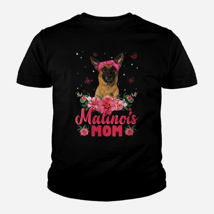Womens Dog Mom Mother's Day Gifts Flowers Malinois Mom Youth T-shirt