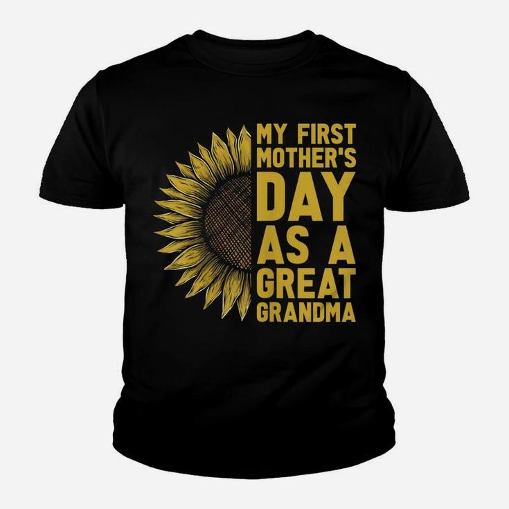 Womens Flower And My First Mother's Day As Great Grandma Youth T-shirt