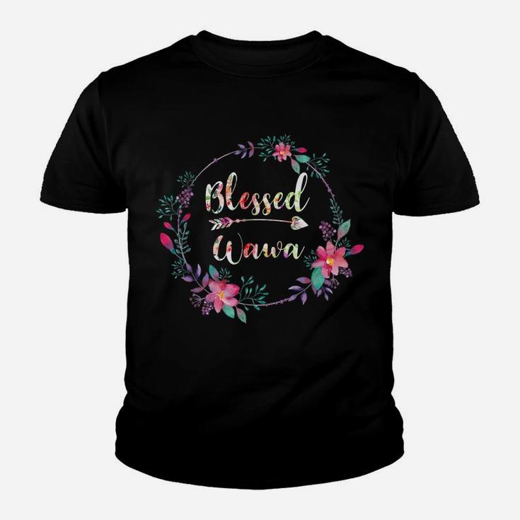 Womens Flower Floral Blessed Wawa Gifts Mothers Day Youth T-shirt