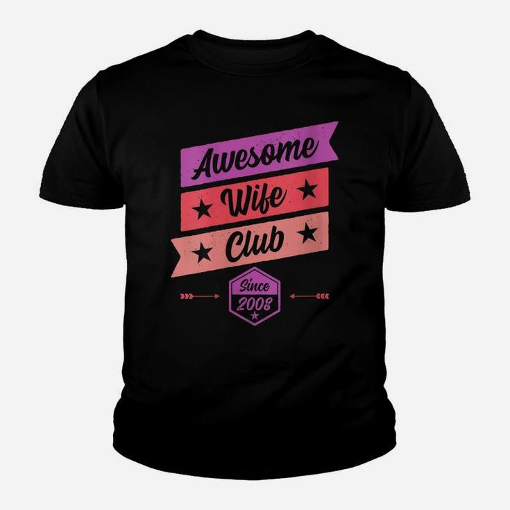 Womens Funny Anniversary Awesome Wife Club Since 2008 Youth T-shirt