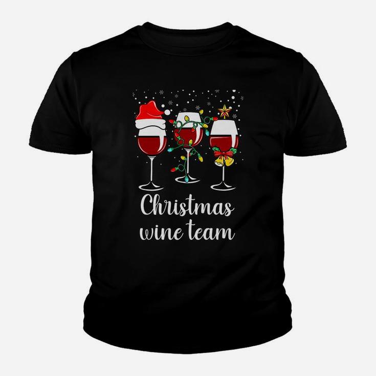 Womens Glass Wine Drinking Gift Funny Holiday Christmas Wine Team Youth T-shirt