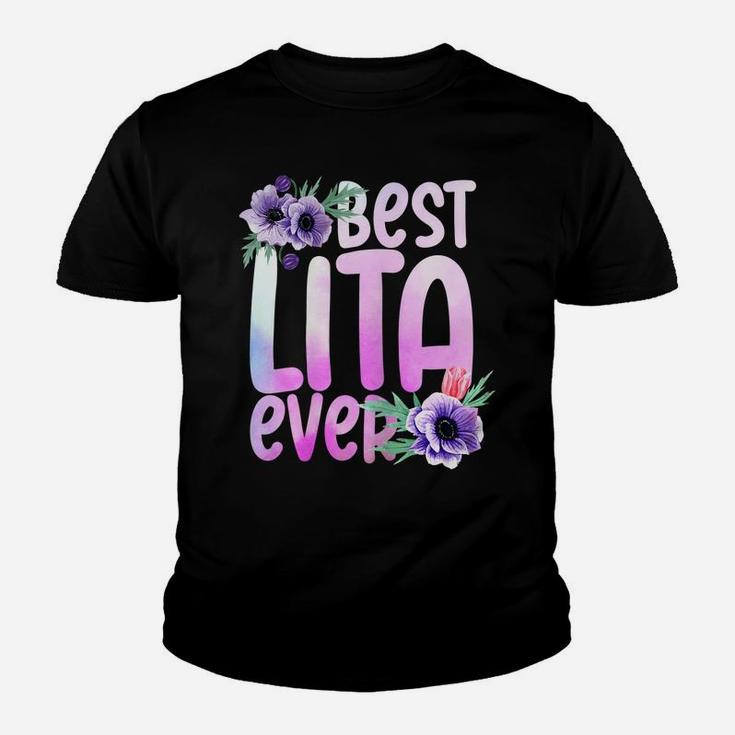 Womens Grandma Mothers Day Best Lita Ever Flower Design Youth T-shirt