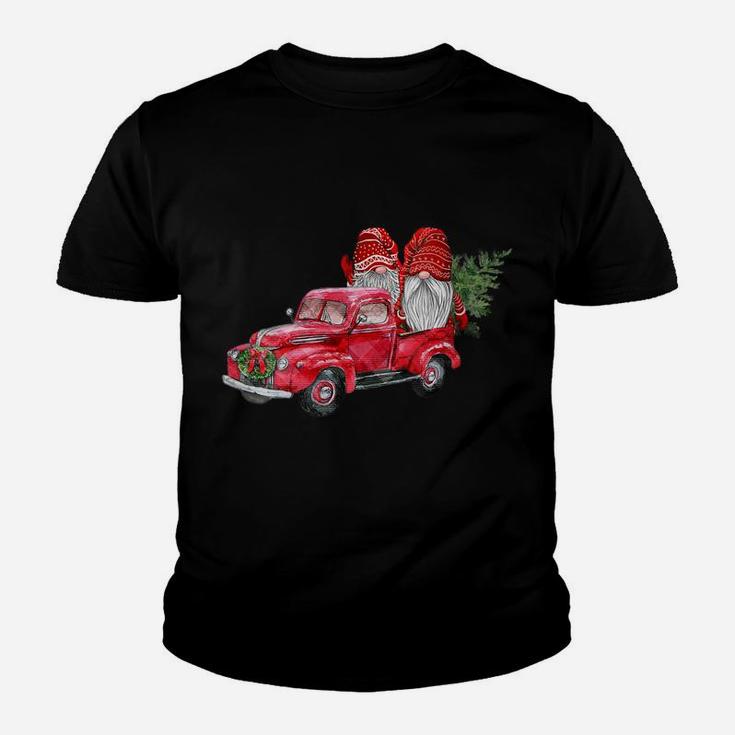 Womens Hanging With Red Gnomies Santa Gnome Christmas Car Youth T-shirt
