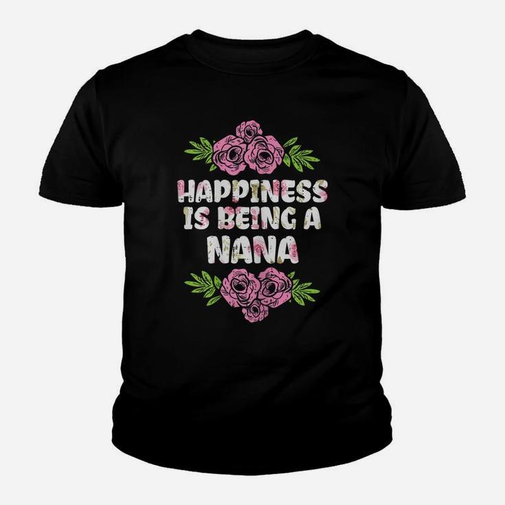 Womens Happiness Being Nana Flower Mothers Day Floral Grandma Women Youth T-shirt