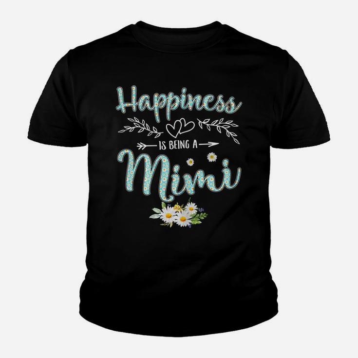 Womens Happiness Is Being A Mimi Women Daisy Flower Decor Grandma Youth T-shirt